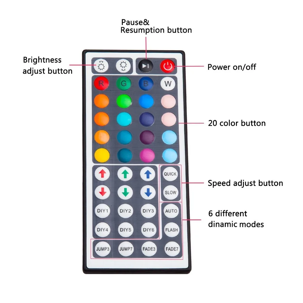 Светодиодные полосы 5050 RGB Водонепроницаемый 300 светодиодов 5 м + LED контроллер 44keys