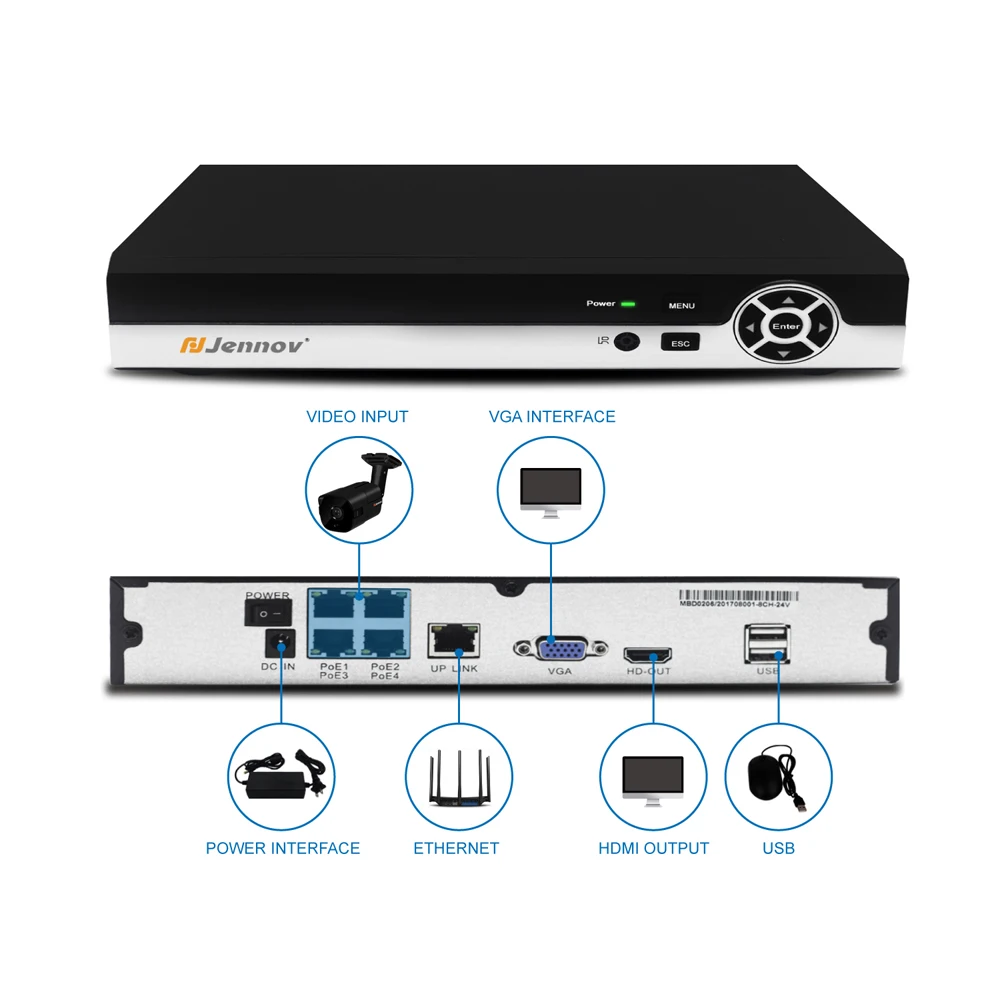 Einnov 1080P Аудио запись камера безопасности система CCTV s видеонаблюдение POE 8CH NVR H.265 2MP