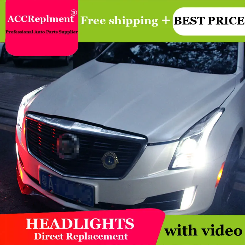 Car Styling LED Head Lamp for Cadillac ATSL headlights 2014 2016 2017 New H7 hid Q5 Bi-Xenon Lens low beam | Автомобили и