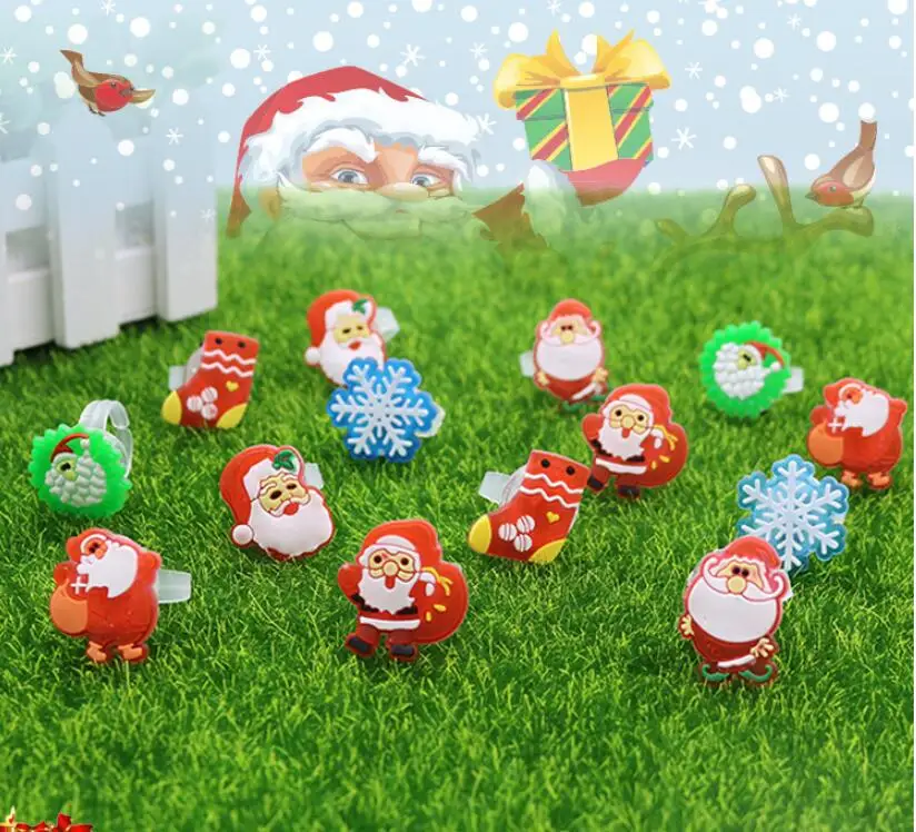 

48pcs/lot Christmas Gift LED Light Flashing Finger Ring, Elastic Rubber Ring, Event Party Supplies Glow Toys