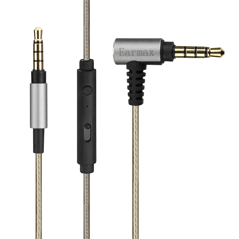 Earmax 3 5 мм Улучшенный кабель для наушников 1 2 м OFC Серебряный провод с обшивкой Aux