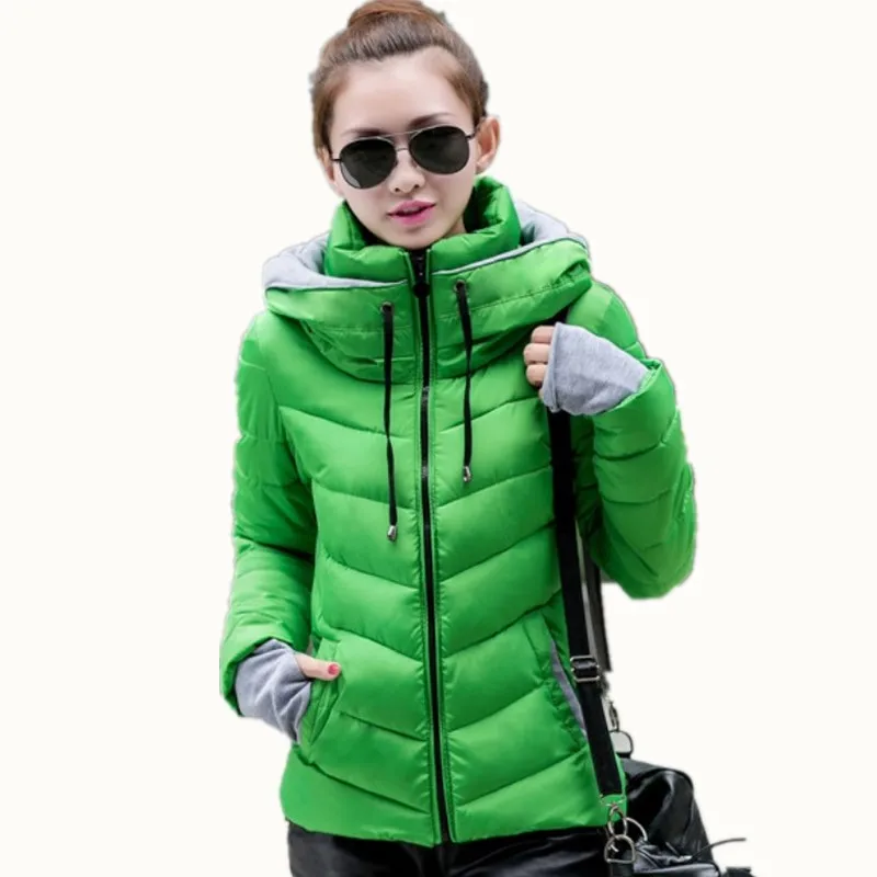 2017 зимняя куртка Для женщин хлопок короткий пиджак мягкий тонкий с капюшоном