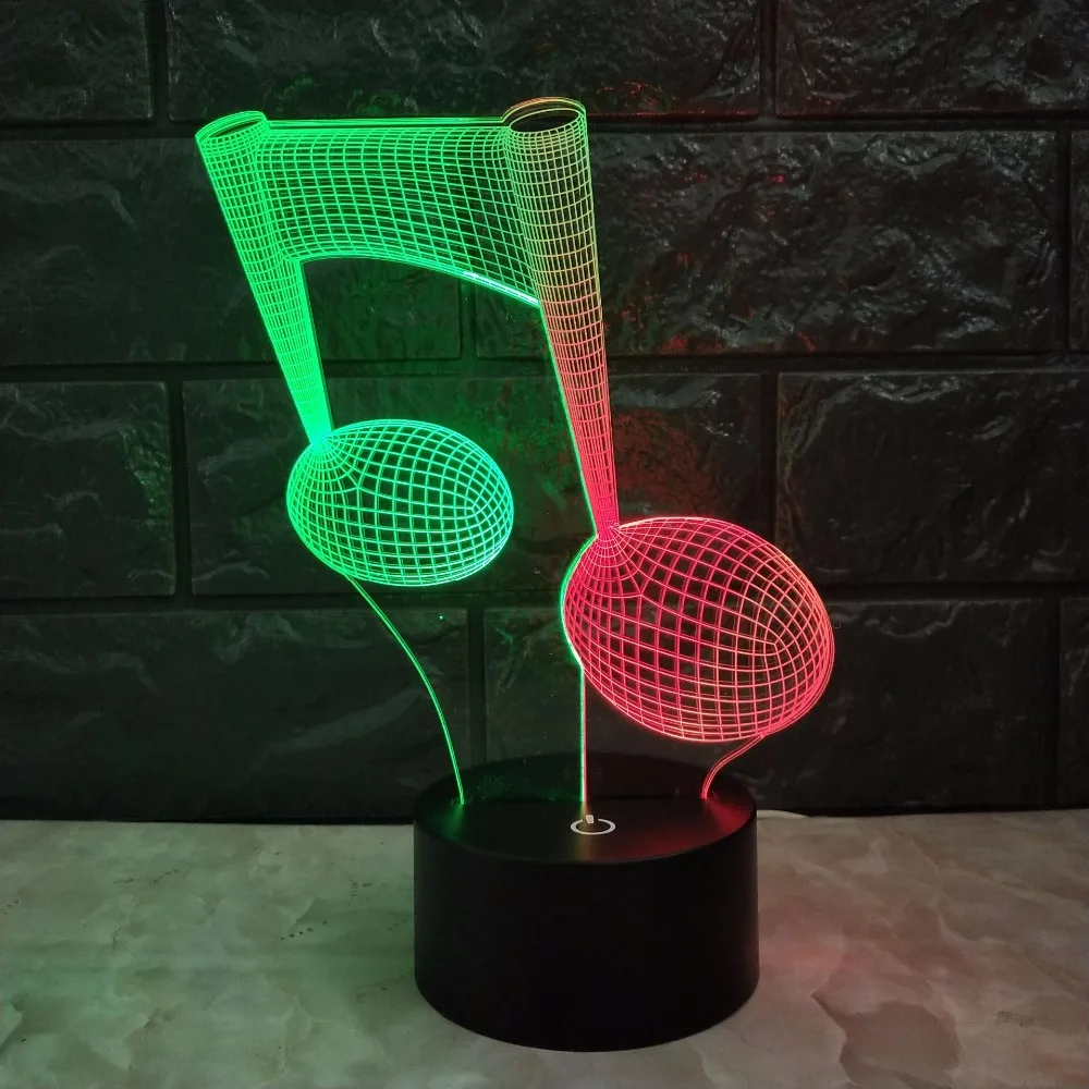 Музыкальная нотка 3D лампа USB ночной Светильник Mixcolor RGB выцветающий светодиодный