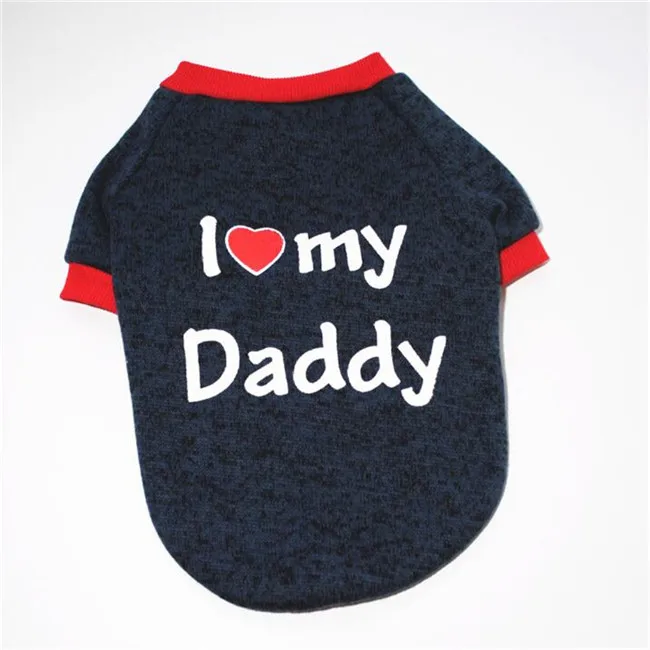 Свитер для собак, одежда для собак, Love My Daddy My Mommy, кофты для щенков, хлопковая теплая одежда для мопса, Осень-зима, костюмы для животных