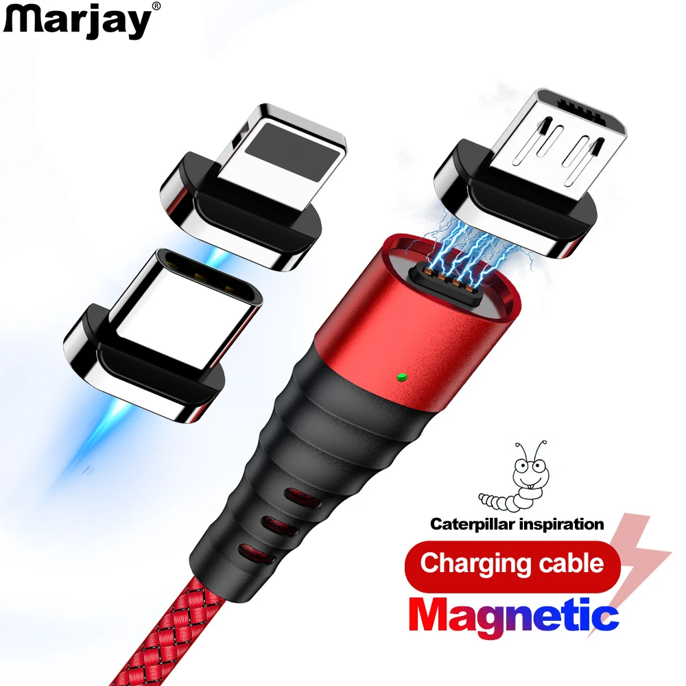 Магнитный usb-кабель Marjay для iphone X XR Xs Max 3A Quick Charger 3 0 магнитный кабель Micro USB Type-C Samsung