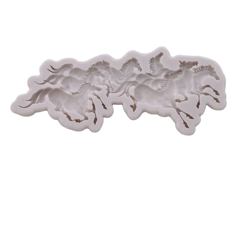 DIY Новое поступление восемь бегущего коня Форма силиконовые формы для пирожных