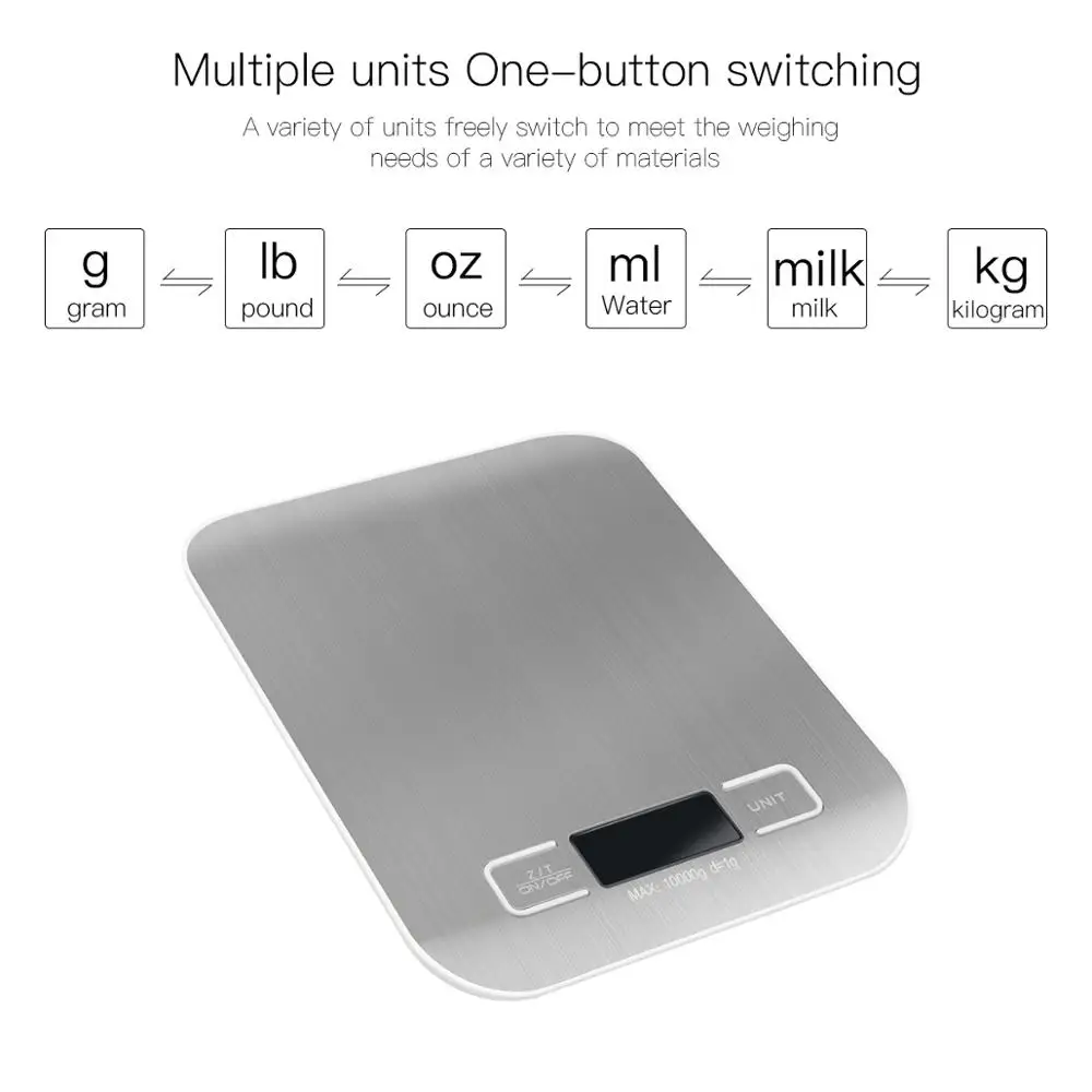 Бытовые кухонные весы 5 кг/10 кг электронные для еды тонкие цифровые с ЖК