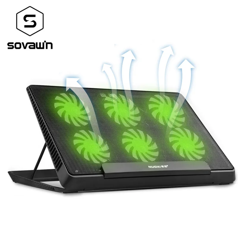 

6 LED Fan Cooling Pad Aluminum Laptop Cooler Pad Stand for 17 15.6 inch USB Cooler Notebook Base Holder Adjustable Speed