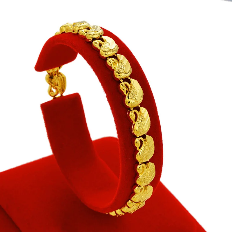 

OMHXFC Wholesale European Fashion Woman Girl Party Birthday Wedding Gift Heart Apple Fish Watch Link 24KT Gold Bracelets BE254