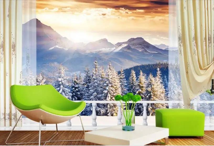 Фото 3d обои на заказ для стен украшение гостиной спальни фона телевизора снежный