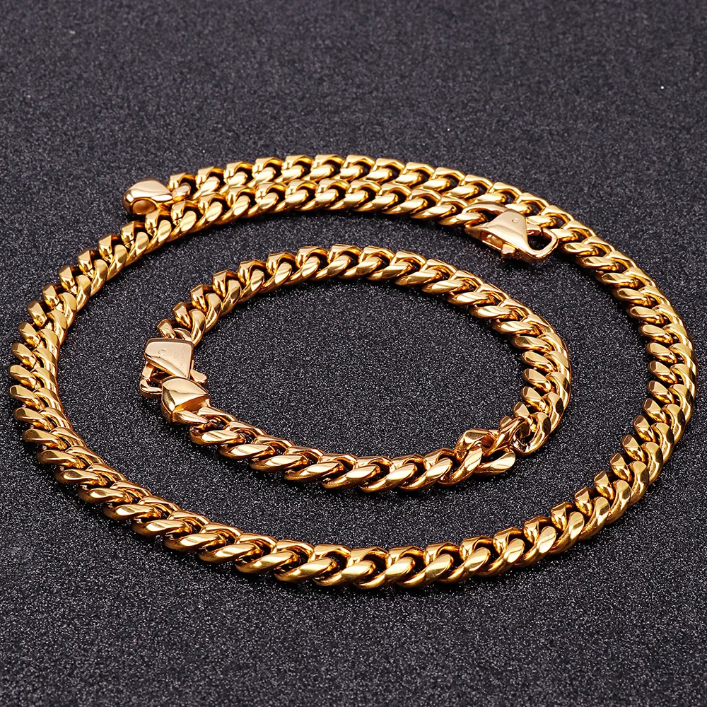 9 мм широкий полированный браслет цепочка из нержавеющей стали с кубинским