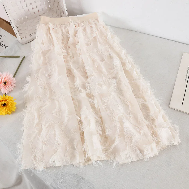 2019 новые модные женские юбки с эластичной резинкой на талии кисточками и перьями