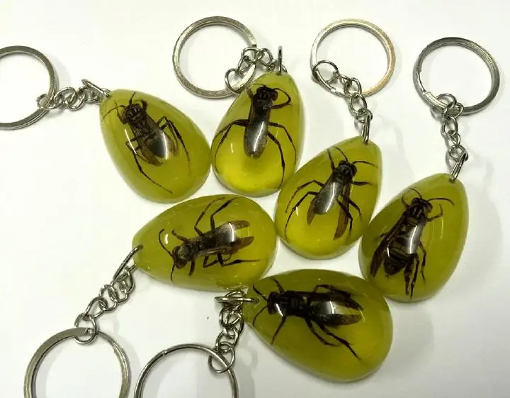 

12 pcs real honeybee crazy jewelry luminous color keychain