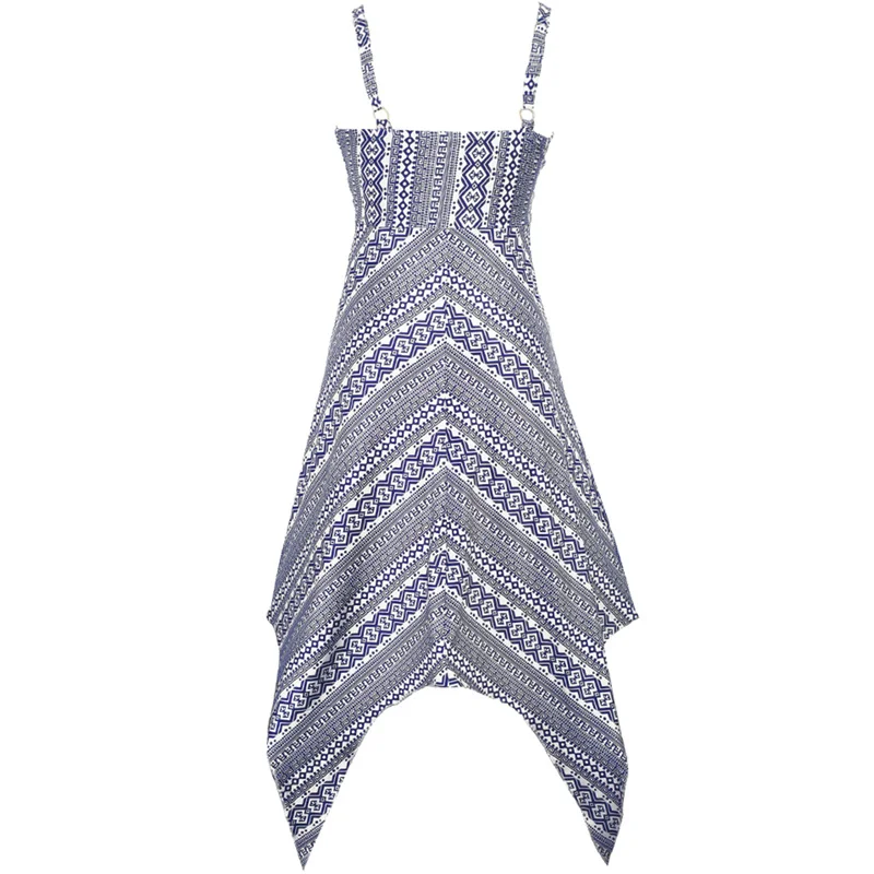Topgirls Summer Elegant Women Dress Sleeveless O-neck Print Ladies Vintage Irregular Ruffles Design Femme | Женская одежда