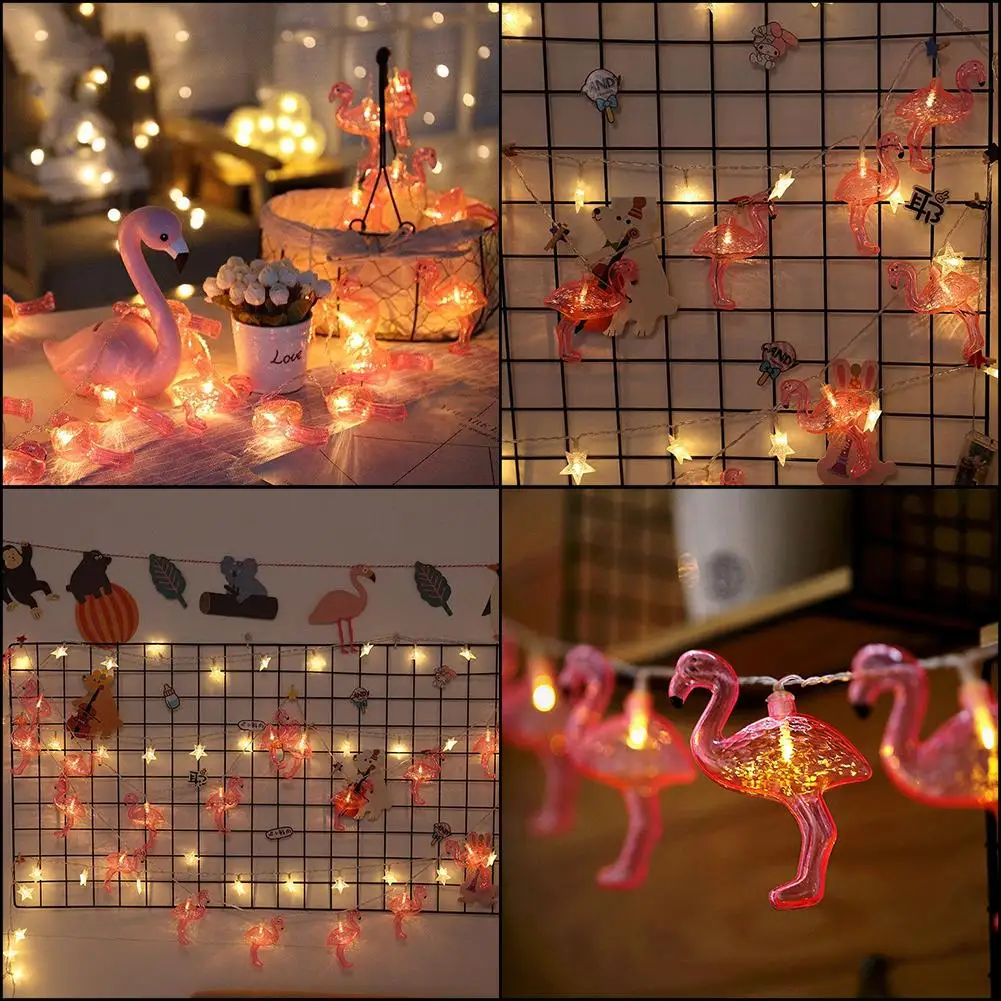 Солнечный Фламинго Декоративная гирлянда 10/20led сад Рождественская елка