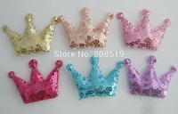 pannea 40mm50mm padded shiny felt crown appliques for bows multicolors 120pcs sequined hairclips findings