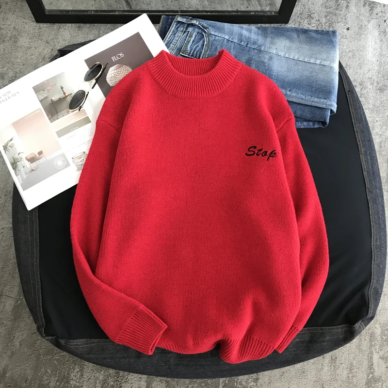 LEGIBLE Men Hip Hop Sweater Mens Autumn Winter Designer Pullover Sweater Male Loose Solid Harajuku Clothing Colorful