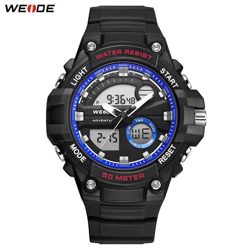 WEIDE спортивные военные роскошные часы цифровой продукт 50 метров водонепроницаемые кварцевые аналоговые Мужские наручные часы - Цвет: WA3J8010-3C
