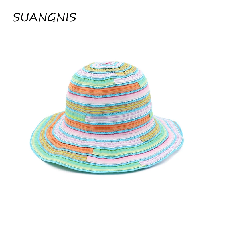 

Color stripe bucket hat for men women hip hop fisherman hat Adult panama bob hat summer lovers flat hat