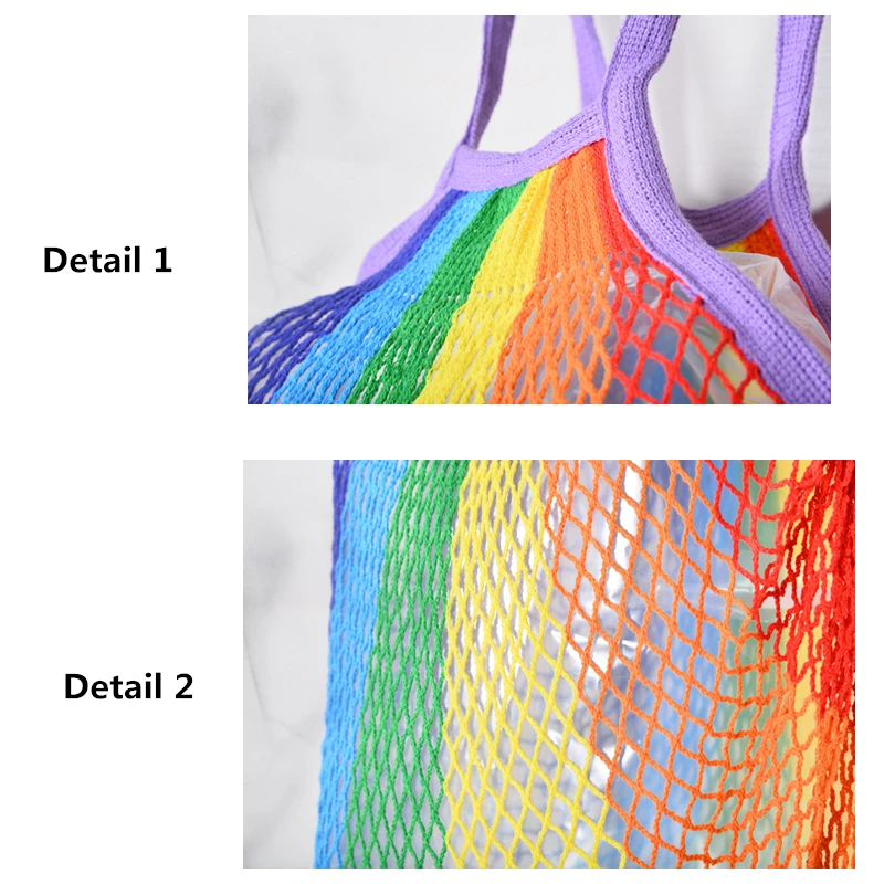 Fashion Beach Bag Rainbow Color Supermarket Shopping Women Girls Portable Colorful Handbag Net Storage Bolsa Feminina | Багаж и сумки