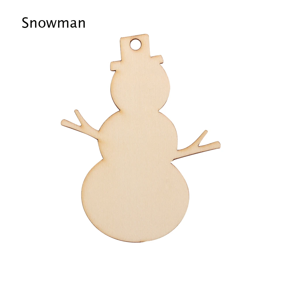 Snowman 10 шт./упак. "сделай сам" Рождественская елка Висячие полоски для карт с рисунком рождественской елки Снеговик Ангел Форма деревянные украшения фестиваля подвесное украшение - Цвет: Snowman