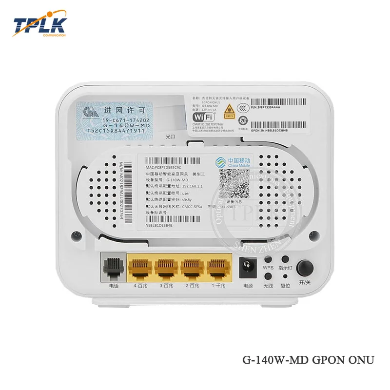 Оригинальный Alcatel G 140W MD GPON ONU/ONT с 1GE + 3FE WiFi 1Tel 1USB порт английская/Китайская прошивка