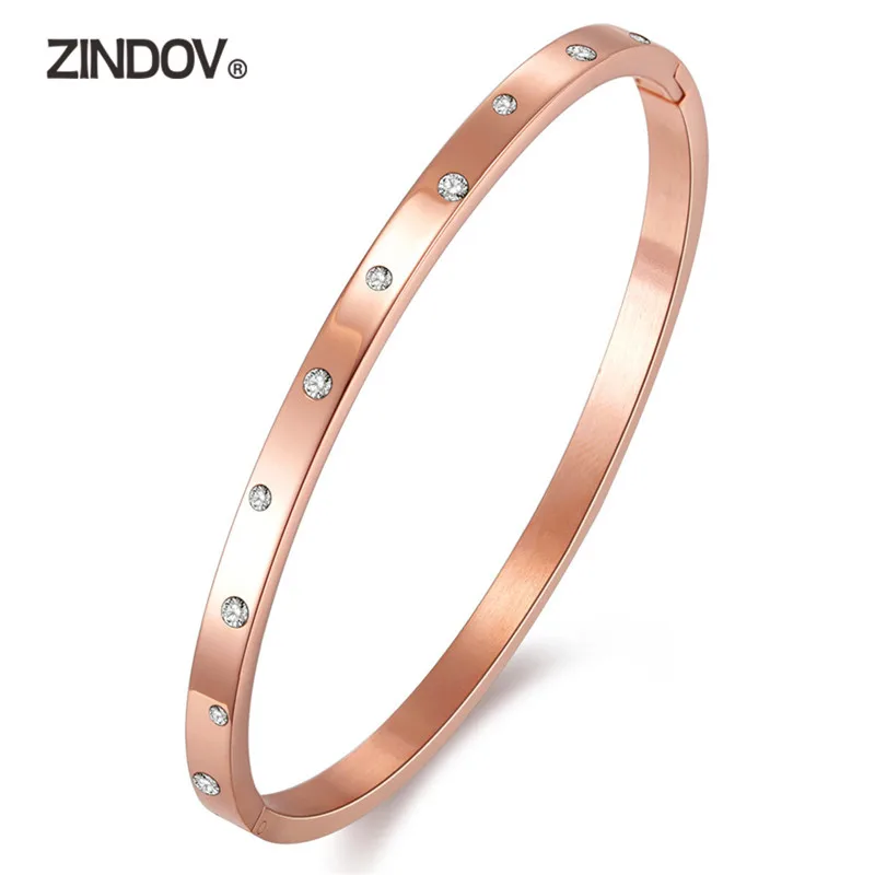ZINDOV дешевый браслет из нержавеющей стали для женщин золотой цвет и розовое
