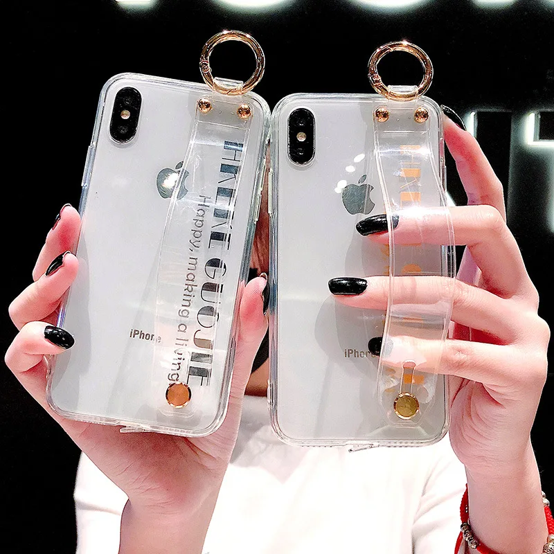 Soft Silicone Wristband Case Cover Phone Cases for iPhone 6 6S 7 8 Plus X XR XS Max Luxury Cute Transparent Strap |