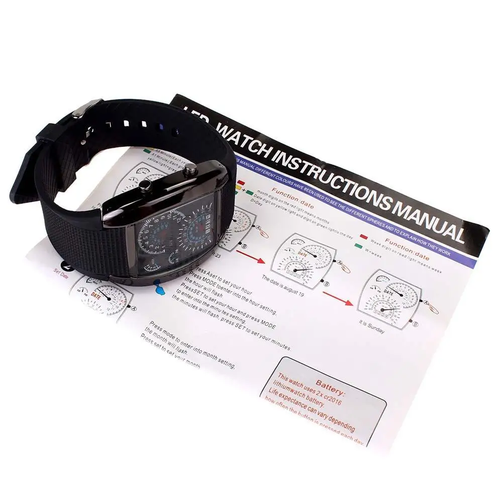 Мода 2017 авиационный турбо циферблат светящиеся светодиодные часы подарок для