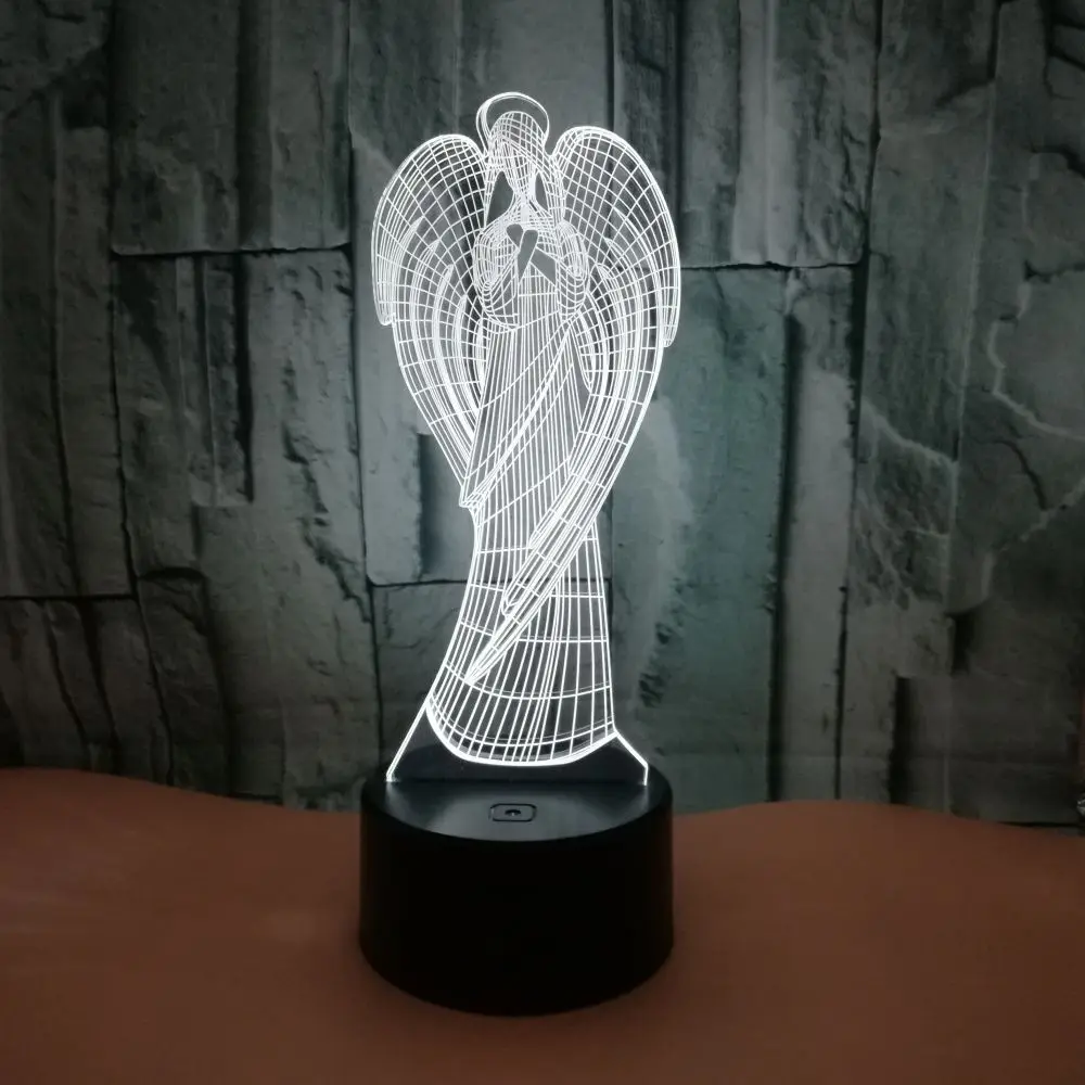 

Angel 3d LED Night Light Remote Touch Colorful USB Desk Table Lamp for Home Bedroom Decoration Creative Gift for Kids 7 Colors