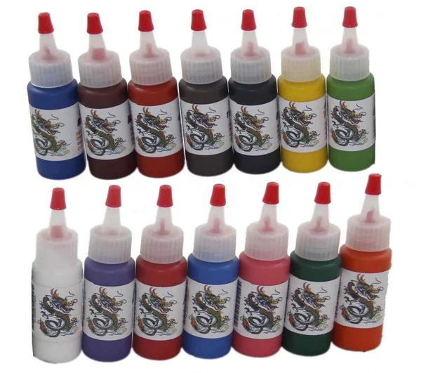 

14pcs tattoo ink kit pigments permanent makeup 30ml/bottle cosmetic manual paint black white red