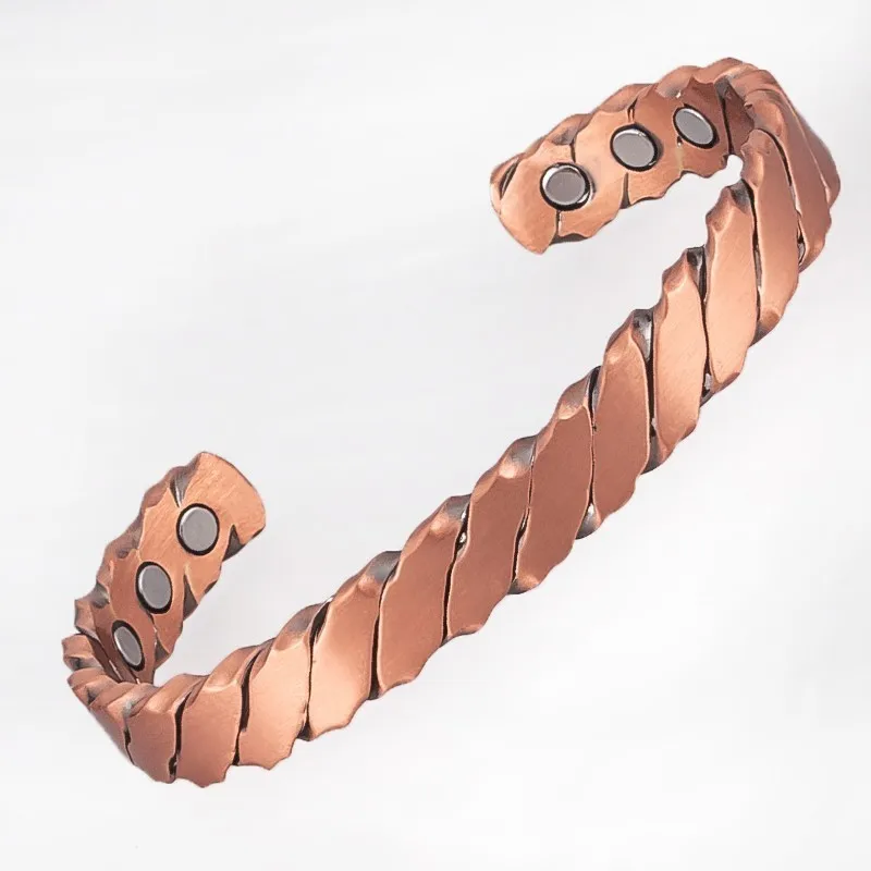 Rose Gold 60032 Магнитный медный браслет в виде маленькой лягушки, винтажный витой Открытый Браслет-манжета, энергетические медные браслеты и браслеты для мужчин и женщин - Окраска металла: Rose Gold 60032