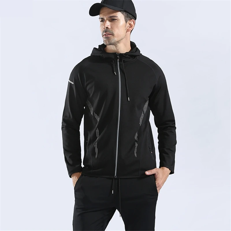 JINXIUSHIRT мужская куртка для бега Новая Осенняя зимняя мужская черная Светоотражающая спортивная куртка повседневная приталенная куртка для фитнеса Топы