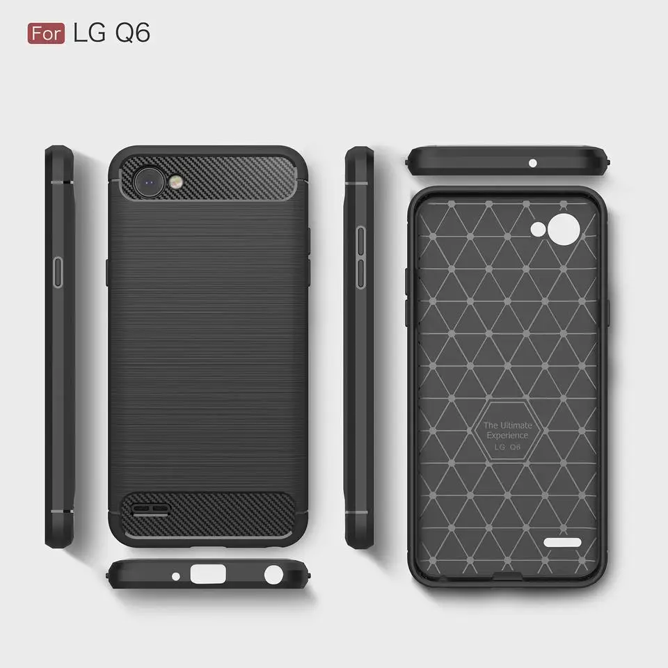 For LG Q6 case soft silicone back cover for Plus slim thin hybrid armor shockproof carbon fiber phone cases |