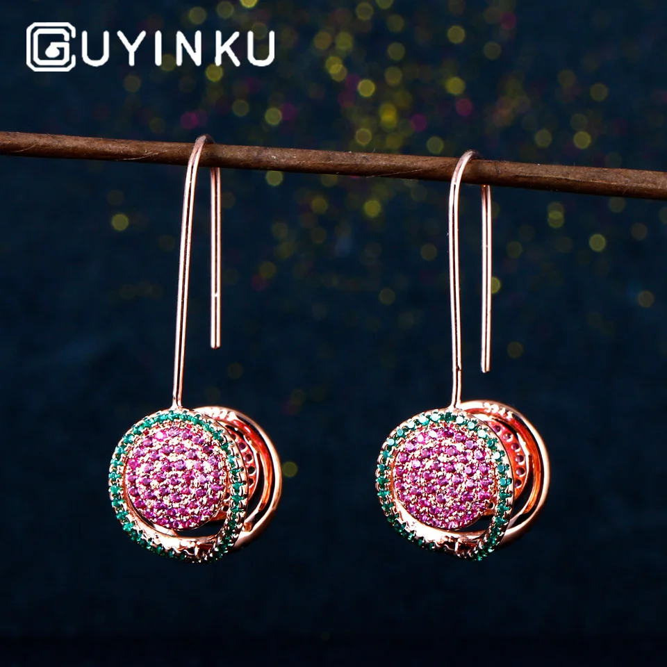 Женские сережки подвески GUYINKU 100% цельные из стерлингового серебра 925 пробы с