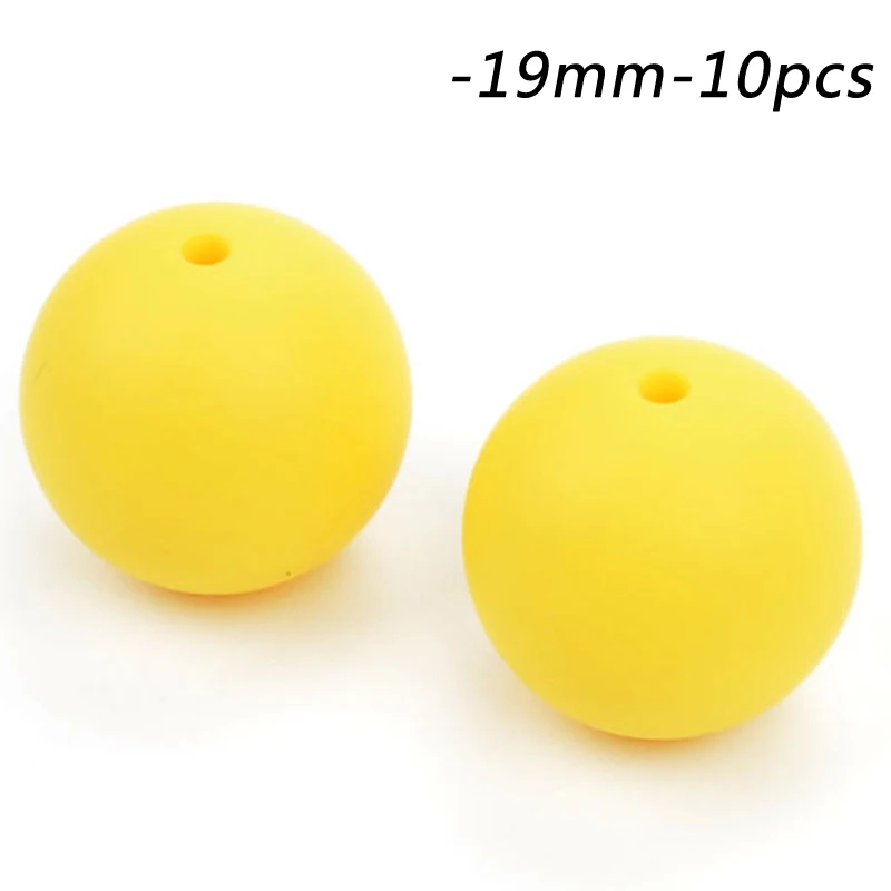 yellow LOFCA силиконовые бусины 19 мм круглой формы 10 шт./лот прорезывание зубов цепочки и ожерелья пищевой для мам Уход DIY Ювелирные изделия Детские Прорезыватели аксессуары - Цвет: yellow