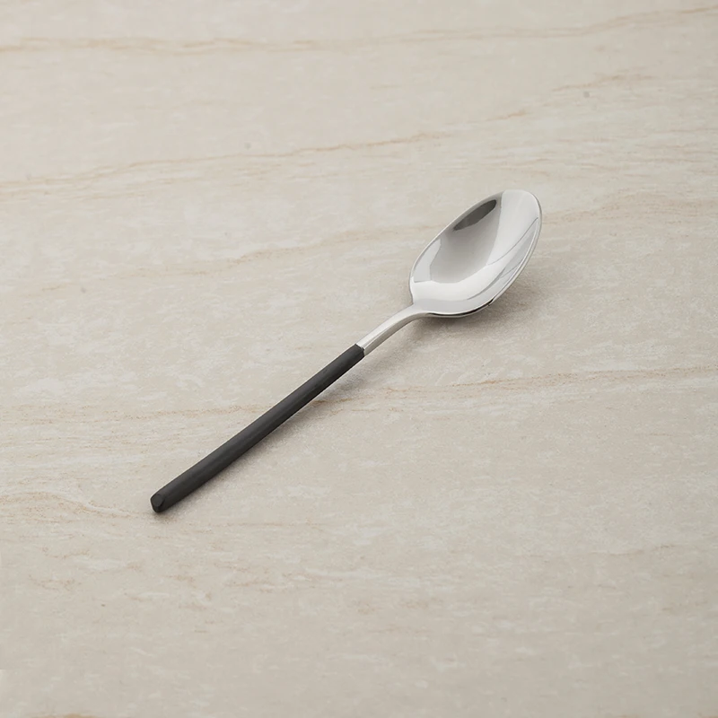 Столовые ложки из нержавеющей стали 304 черная ручка высококачественный