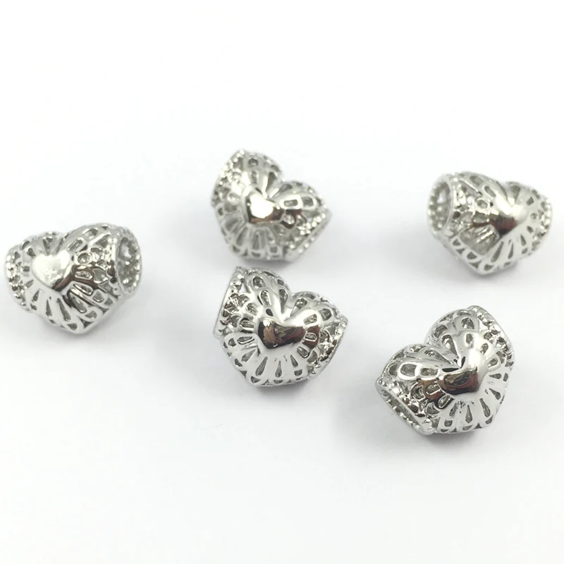 Розово золотистые Европейские Бусины с вырезами в форме сердца подходят для