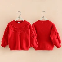 2022 autumn winter 2 3 4 6 8 10 12 years kids christmas childrens clothing o neck long sleeve red knitted sweater for baby girl