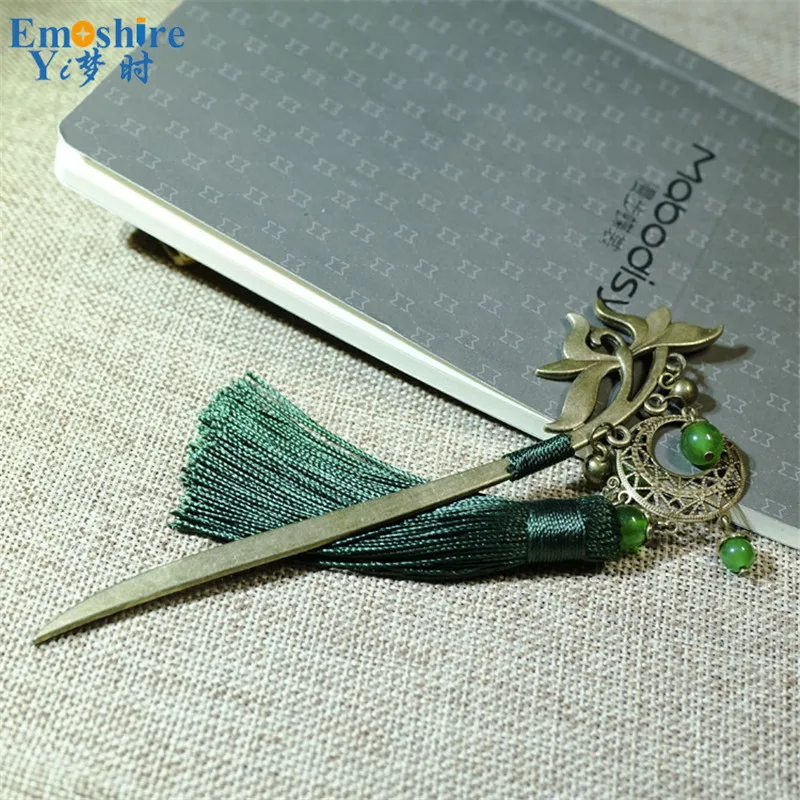 

Chinese Style Bookmark Hairpin Wholesale Original Handmade Metal Hair Bun Tassel Bookmarks Fringed Hairpin Metal Bookmark M126
