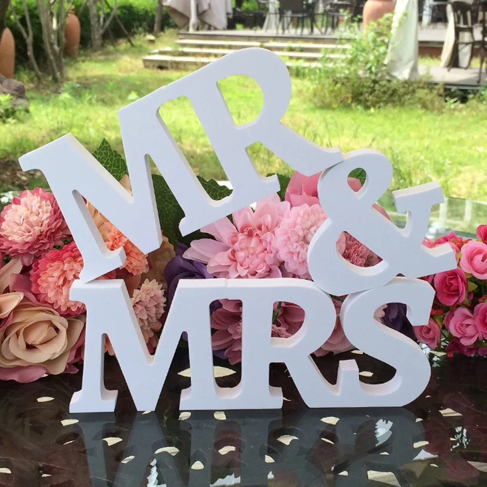 Принадлежности MR & MRS для вечеринки деревянные предметы мебели в английских