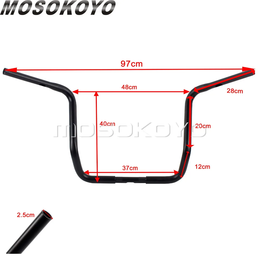 12 &quotRise Drag Handlebar 38&quot Wide 1 1/4 &quotбар для Harley Touring Dressers Baggers FLHT FLHTC 1982-2018 обтекатель бар