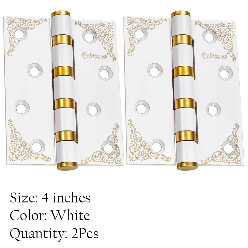 2Pcs White Высококачественная деревянная дверная петля из нержавеющей стали дверная шарнирная опора плоская Толстая складная деревянная дверная петля 2 штуки 4 дюйма - Цвет: 2Pcs White