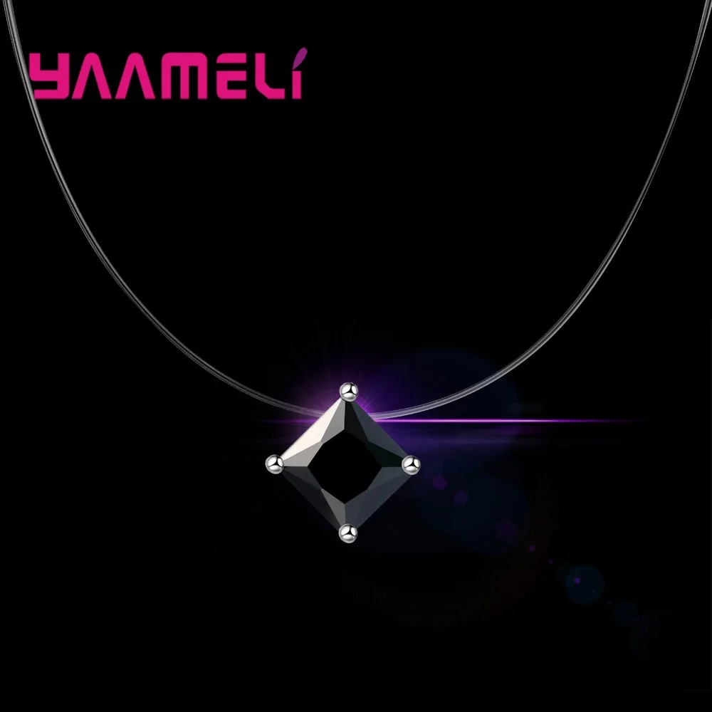 Женское Ожерелье из прозрачной лески стразы оригинальное ожерелье с подвеской