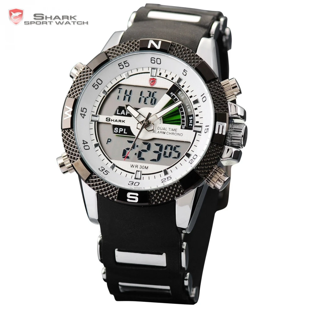 Акула Бренд Часы Двойной Механизм Дата Будильник Хронограф Дисплей Разные