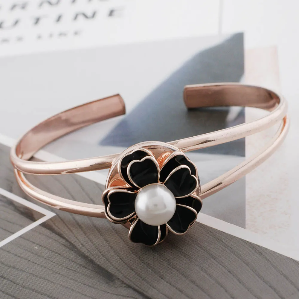 2018 г. Лидер продаж розовое золото цвет женщин браслет с цветами и жемчугом Сплав