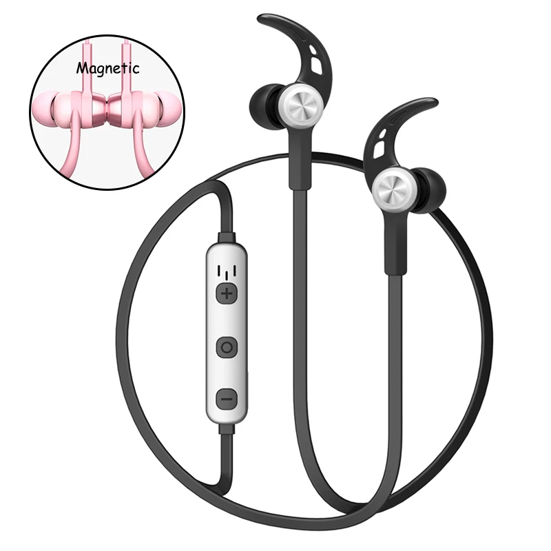 Магнитные беспроводные наушники Bluetooth стерео Бас Спорт бег музыка с микрофоном