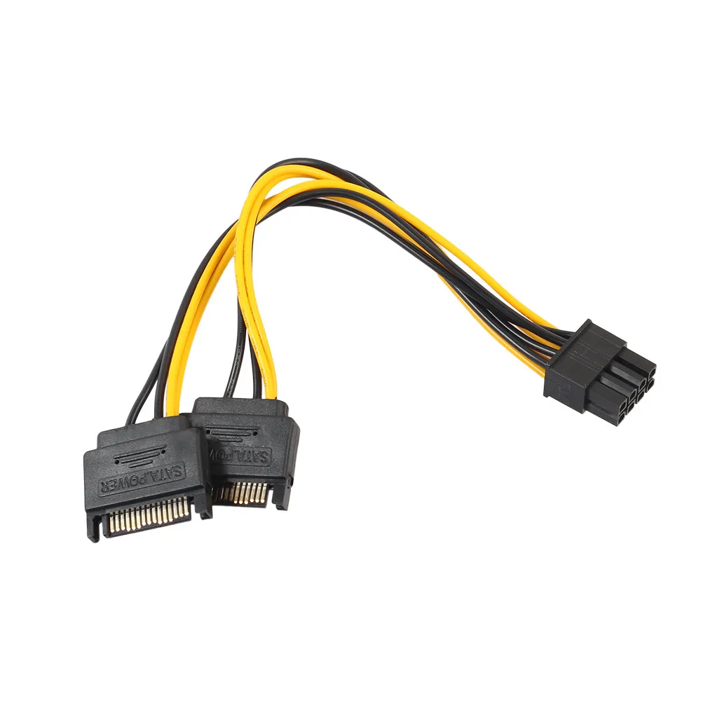 (США респон) 15Pin SATA Male к 8pin(6 + 2) PCI-E Видеокарта адаптер питания кабель Прямая