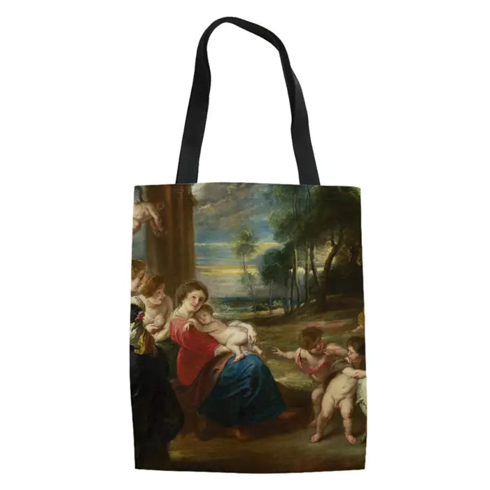as pictures THIKIN Mona Lisa Smile известные окрашенные сумки для покупок дорожные сумки многоразовые сумки женские складные сумки для девочек Olils Наплечная тканевая сумка - Цвет: as pictures