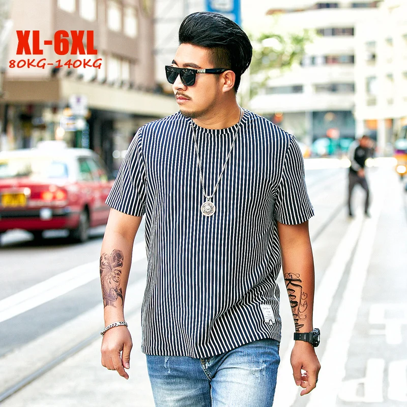 Классический Полосатый Для мужчин футболка 2019 летние Свободные Футболка
